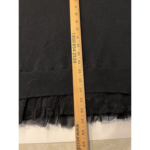 Garnett Hill Cashmere Black Sweater Long Sz M Ruffle Classic Normcore - Picture 8 of 8